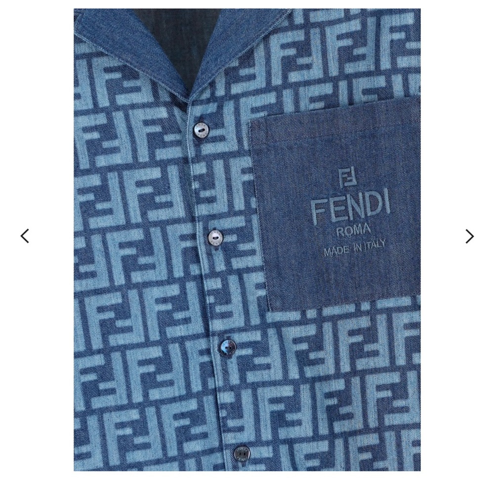Fendi Denim Blue Logo Men's Shirt